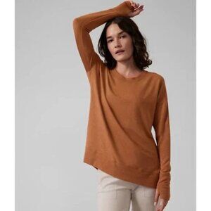 Athleta Coaster Luxe Tall sweatshirt Cattail Brown Heather relaxed stretch modal